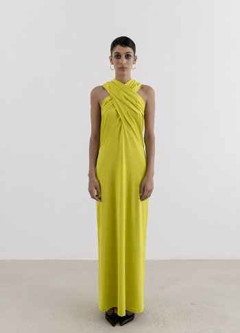 Wrap Dress In Green Shıny Jersey