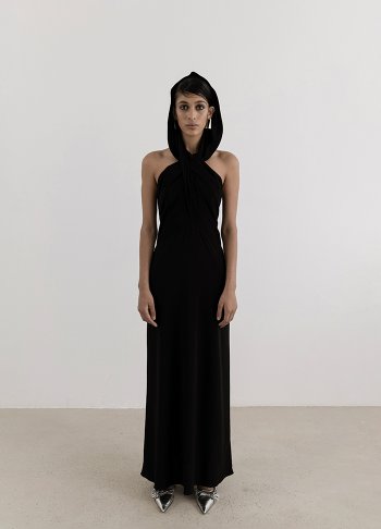 Wrap Dress In Black Shıny Jersey