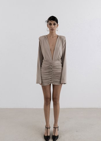 The Natte Beige Mini Dress