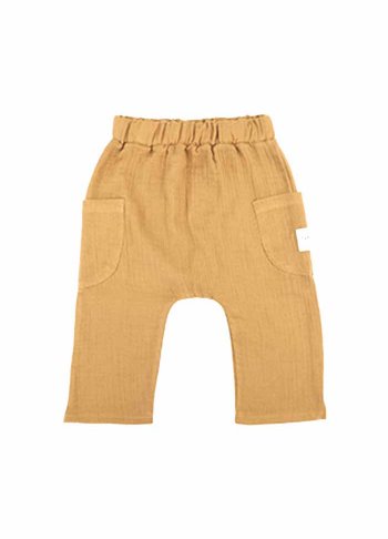 Müslin Cepli Pantolon Camel Kahverengi