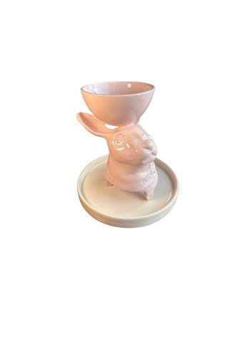 Petarya Tavşan Figürlü El Yapımı Seramik Buhurdanlık