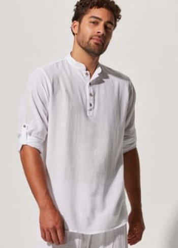 Hakim Yaka Şile Bezi Erkek T-Shirt