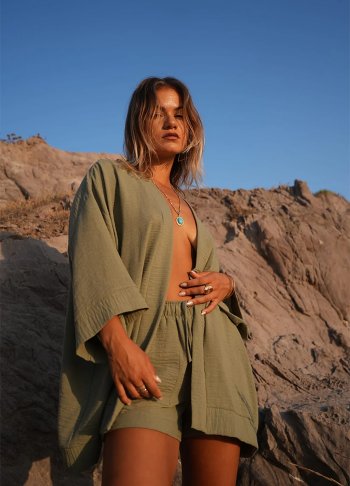 %100 Keten Oversize Kimono