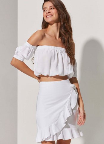 Straplez Beyaz Crop