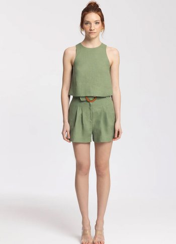 Reve Green %100 Linen Short